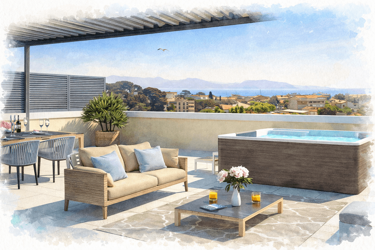 T5 DERNIER ÉTAGE ROOFTOP 39,5 m2 SUD-EST 2 PARKINGS CENTRE VILLE à PIED - LA CIOTAT - 1