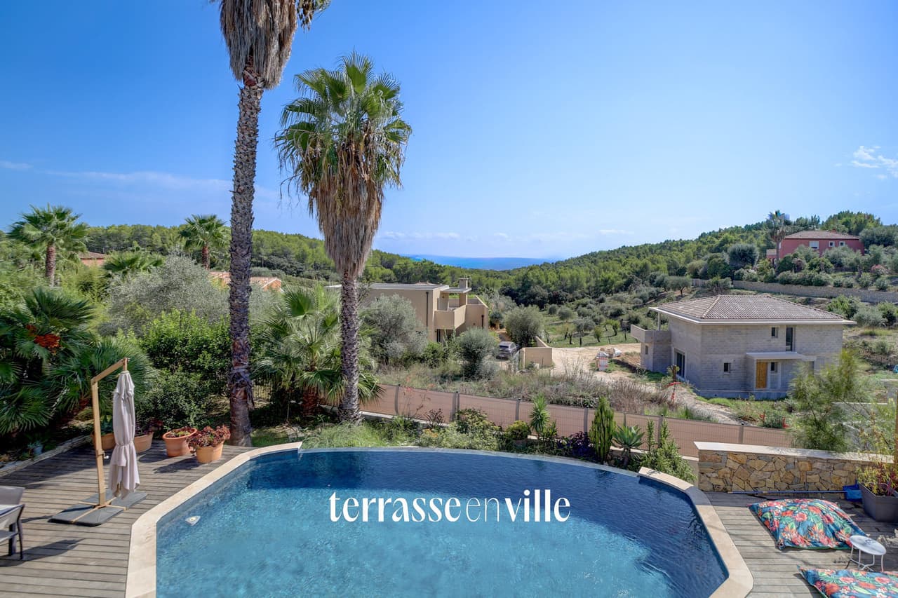 BANDOL VILLA 182 m2 BELLE VUE MER ENVIRONNEMENT EXCEPTIONNEL TERRAIN 1200 M2 PISCINE - 3