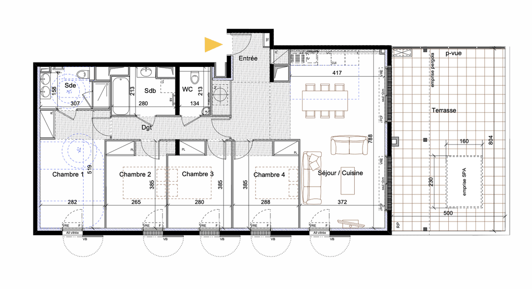 VUE MER - T4 DERNIER ÉTAGE - 106M2 + ROOFTOP 40M2 - SUD-EST - 2 PARKINGS - PLAGES A PIED - 900 000€